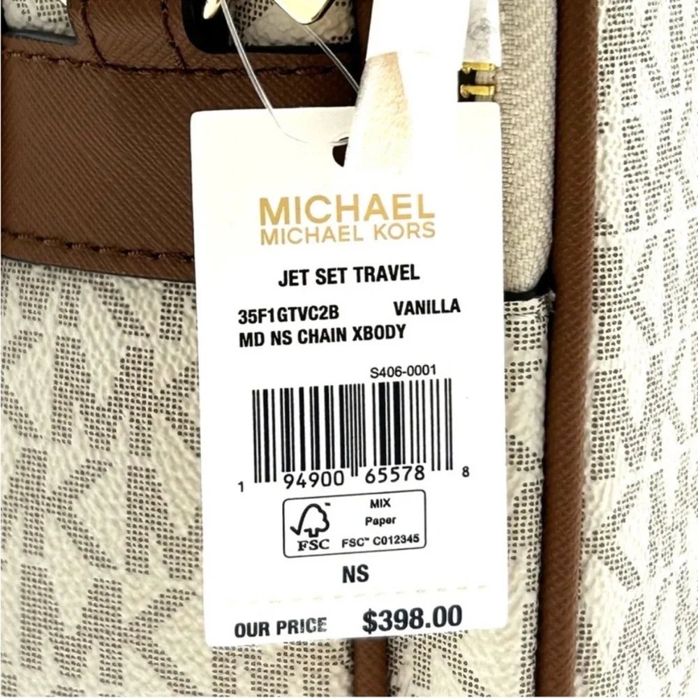 Michael Kors Jet Set Travel Medium Logo Crossbody Bag Vanilla/Brown